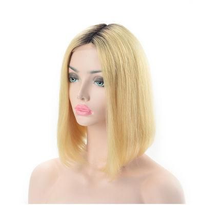 Straight Blond Bob Style Lace and Machine Weft Base Stock Women&rsquor; S Wig