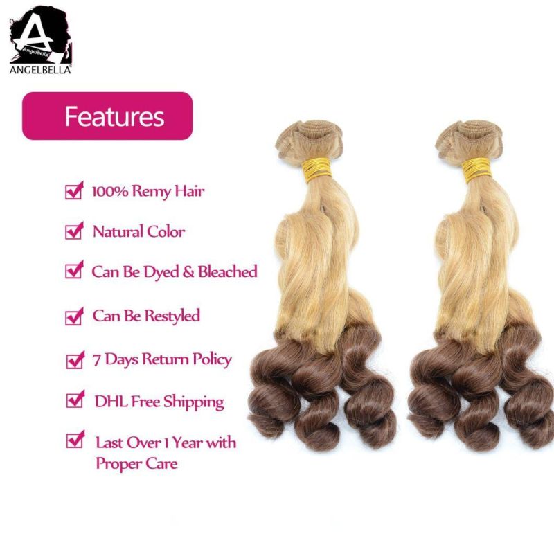 Angelbella 100 Percent Mink Brazilian Virgin Remy Human Hair 4# 27# Loose Wave Funmi Hair Weft