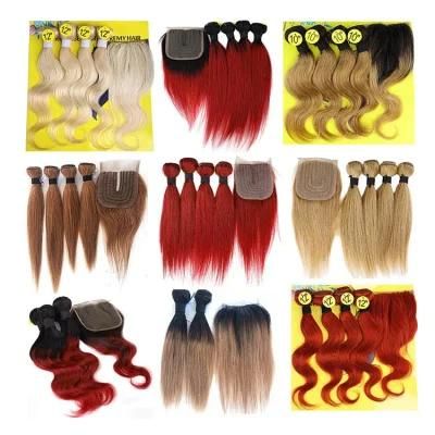 Various Colors Available Human Hair Bundles with Closure Pack Deal