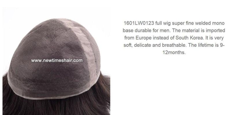 Ultra Durable Mono Welded Base! up to 1 Year - Men′s Real Hair Toupee/Wigs