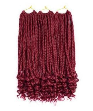 Bohemian Box Braids with Wave Ends Hair Ombre Synthetic Curly Crochet Braiding Hair Extension