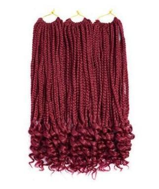 Bohemian Box Braids with Wave Ends Hair Ombre Synthetic Curly Crochet Braiding Hair Extension