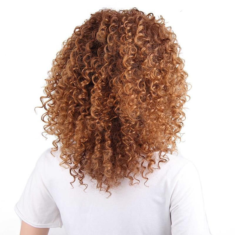 Synthetic Heat Resistant Fiber Ombre Brown Color Hair Wig Afro Curly Wigs for Black Women