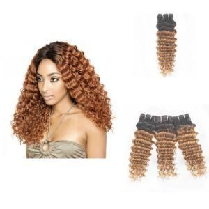 Deep Wave Bundles Wefts Ombre Colors Curly O 1b/30 for Natural Human Hair Extensions
