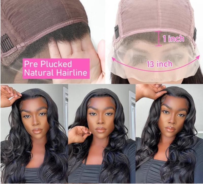 Ombre Hair Highlight Wig Human Hair Wigs Body Wave Lace Closure Wigs Pre Pluck Peruvian Body Wave 13X4 Lace Front Wig