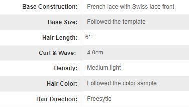 French Lace with Swiss Lace Front Remy Hair for Men