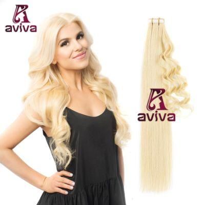 Aviva Virgin Hair Double Side Tape Hair Extension PU Tape Human Hair Extension Blonde Color 20inch (AV-TP0020-613)