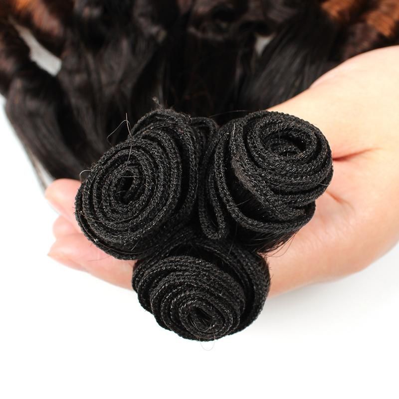 Double Drawn Remy Hair Ombre Color Straight with Curl Ends Wholesale Hair Extensions #T4