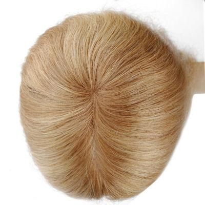 Fine Mono Base Natural Hair Toupee with Clips for Women