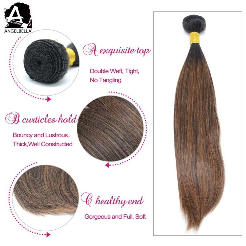 Angelbella Silky Straight Raw Indian Hair Highlight 1b#-8# New Virgin Remy Human Hair Bundles