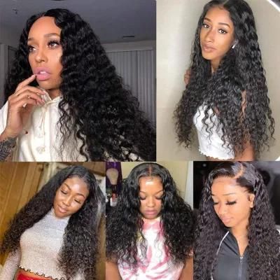 Water Wave Lace Front Wig Human Hair 4X4 Closure Wig for Black Women