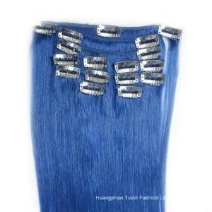 Clip on Hair Extensions - Human Blue Wig