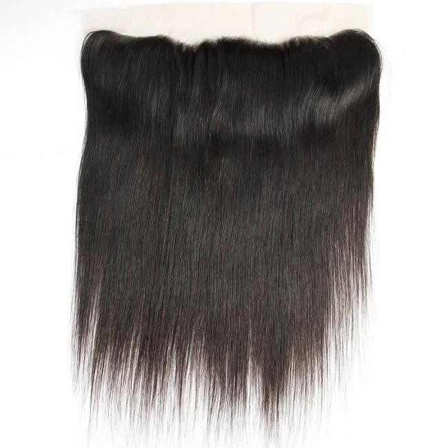 Straight Remy Brazilian Human Hair Bundles with Lace Frontal Closure