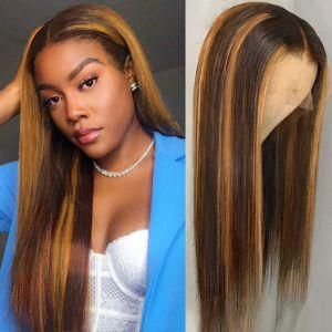 150% Lady Middle Part Straight Highlight 27 Colored Lace Front Wigs