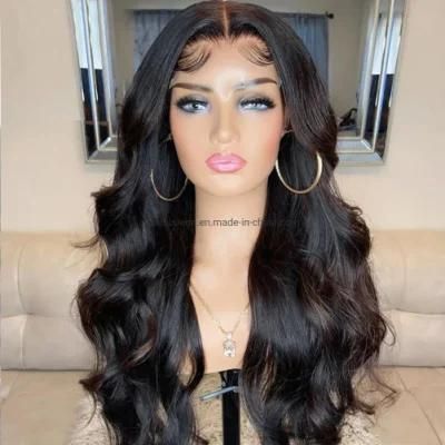 Black Color Preplucked Long Body Wave Synthetic Wholesale Price Lace Front Wigs