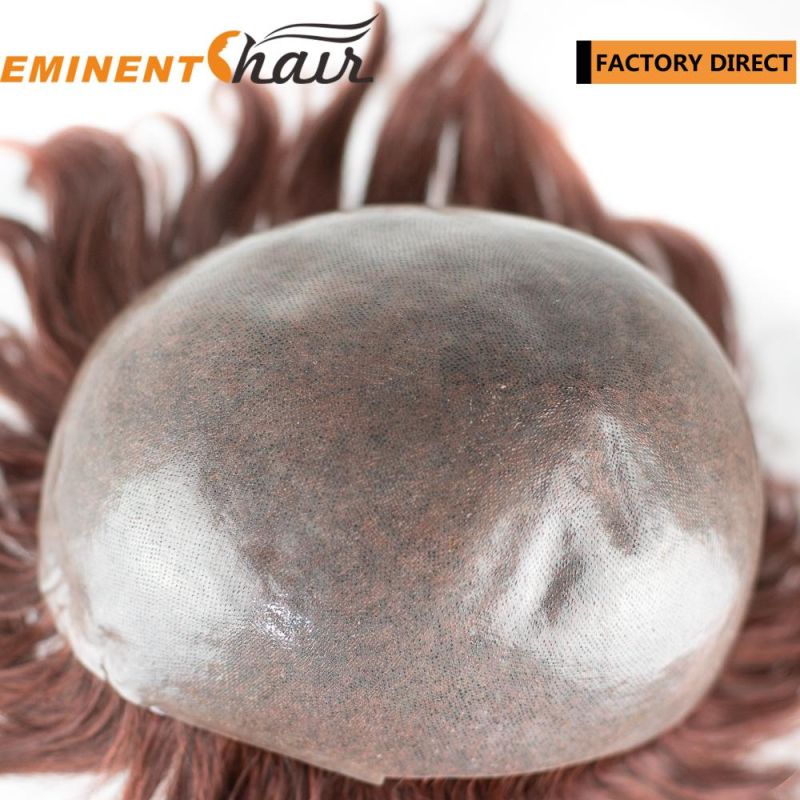 Women Mongolian Hair Skin Hair System Natural Effect Invisible Wig