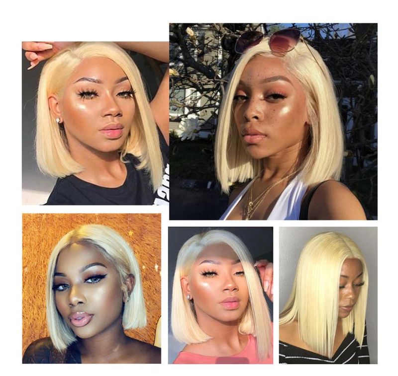 Mink Brazilian Human Hair Blonde Colors Lace Frontal Bob Wigs