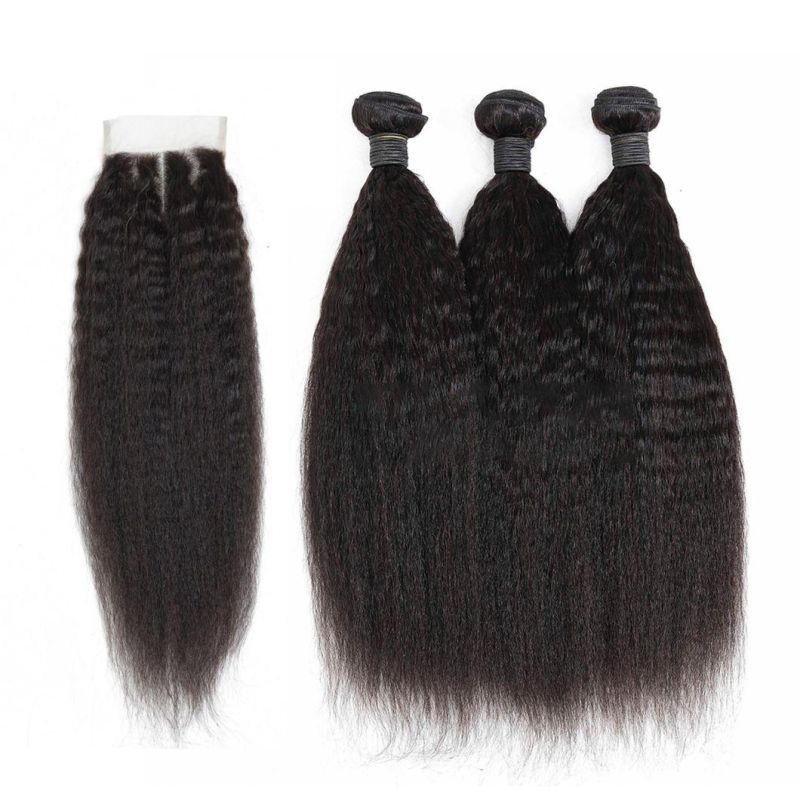 Factory Wholesale Human Hair Weaving Brazilian Hair Bundle with Lace Closure 180%