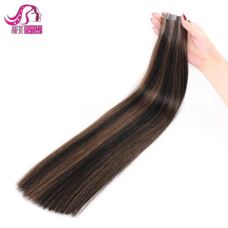 Most Popular Double Drawn Thick Bottom Wholesale Tape Hair Extensions with Highlights