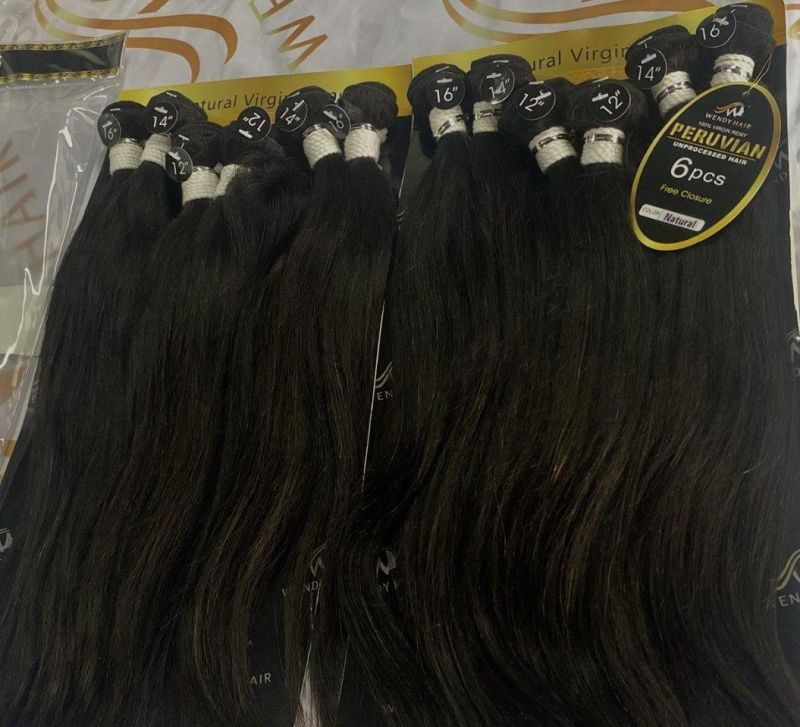 10 A Grade Hair Human Hair Extension Packaging Straight Virgin Hair Peruvian Hair Bundles