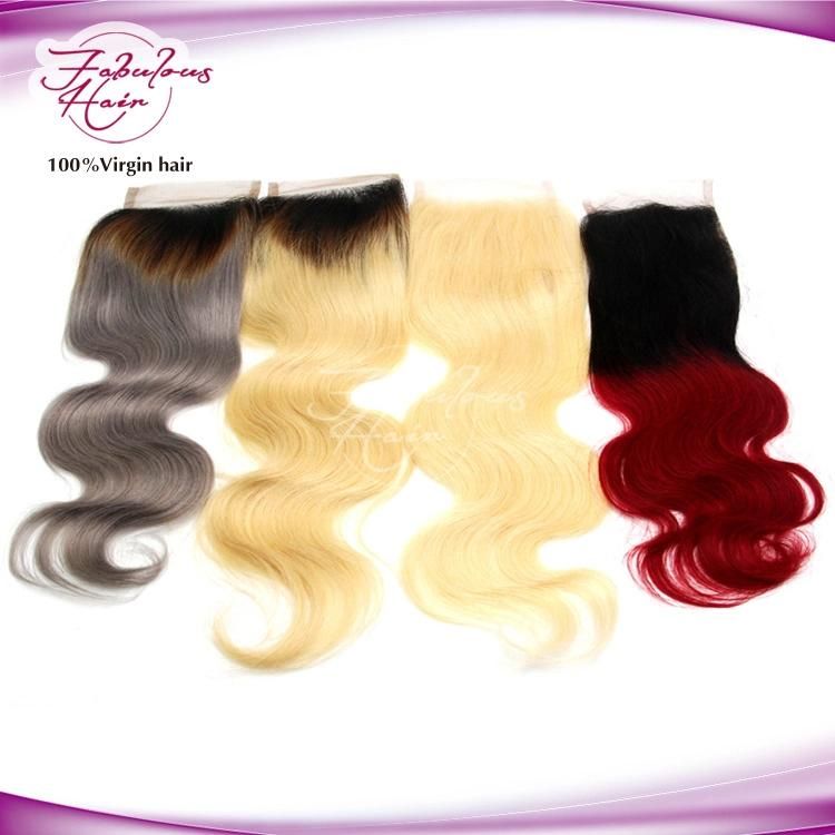 18 Inch Malaysian 1b/613 Ombre Body Wave Human Hair Closure