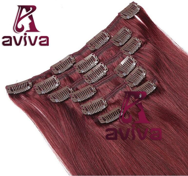 Wholesale Price Clip in Human Hair Extension 16inch Clip in Hair Extensions 7pieces 16clips for Full Head Set (AV-CH05-16)