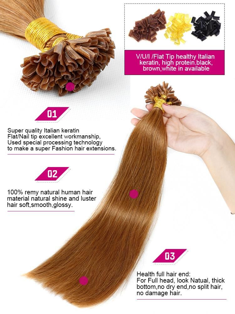 Keratin Flat I or U-Tip Straight Hair Extension (WHH-KU--002)