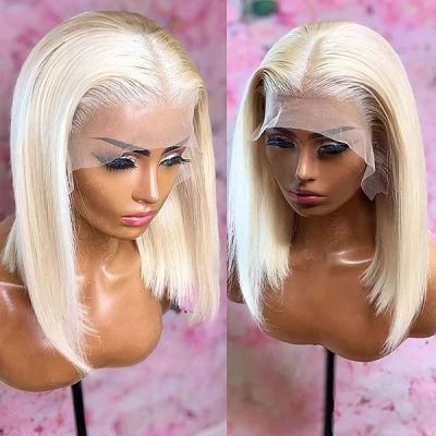 Cheap Peruvian 613 Blonde Colored Bob Wig, Raw Virgin Transparent HD Full Lace Human Hair Wig, 100% Bob Wig Human Hair Lace Front
