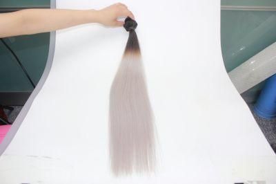 Two Tone Human Hair Weft, Grey Hair System with Dark Root, 100% Good Quality No Tangle No Shedding