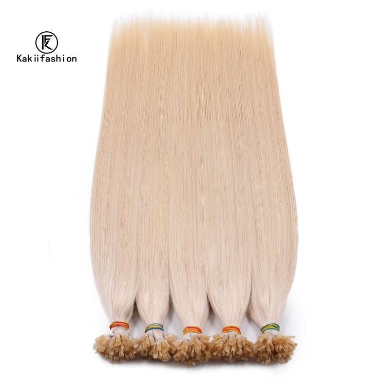 Microlink U Tip Human Hair Extensions Double Drawn Keratin Blonde U Tip Human Hair