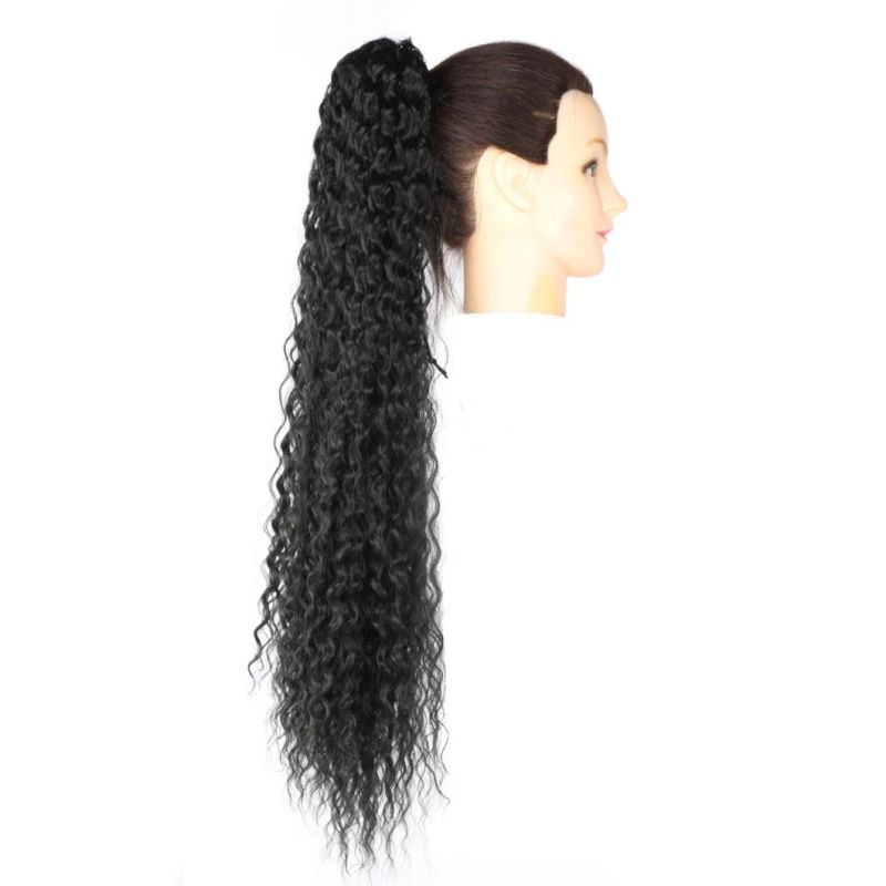 30" Black Color Woman Extension High Synthetic Claw Clip Wave Ponytail