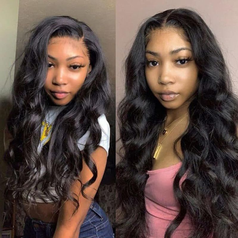 Hair 13X3 Glueless Synthetic Lace Front Wigs Black Wigs for Black Women Long Wavy Wig Heat Resistant Fibe Real Natural Synthetic Wigs