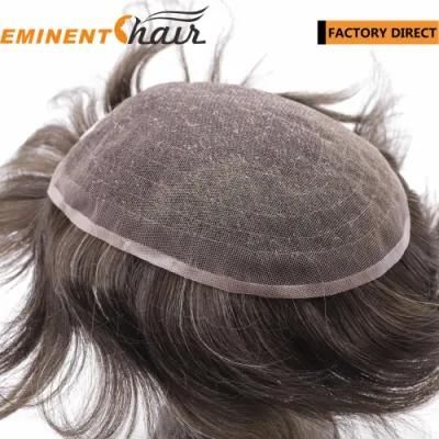Human Hair Men&prime;s Hair Replacement Lace Toupee