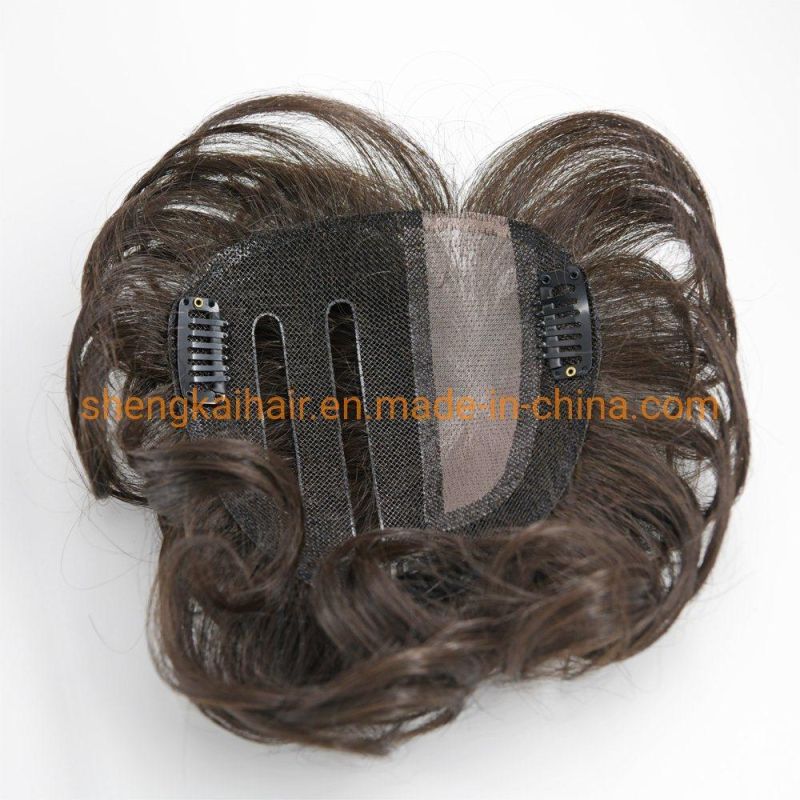 Wholesale Premium Handtied Human Hair Synthetic Mix Hair Toppers Pieces