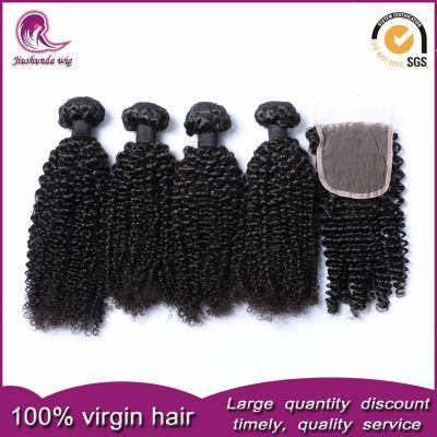 Kinky Curly Chinese Virgin Hair Weft with Lace Closure