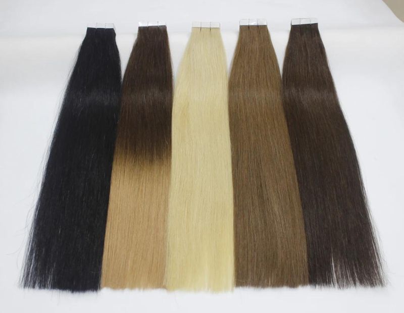 Tape in Extensions Brazilian Straight Human Hair Bundles 4/6/27/613/1b Color Remy Human Hair Extensions