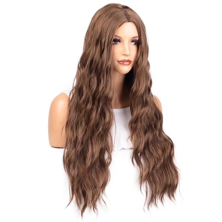 High Quality Vendor Cheap Wholesale Curly Water Wave Brown Heat Resistant for Black Women Synthetic Hair Wigs