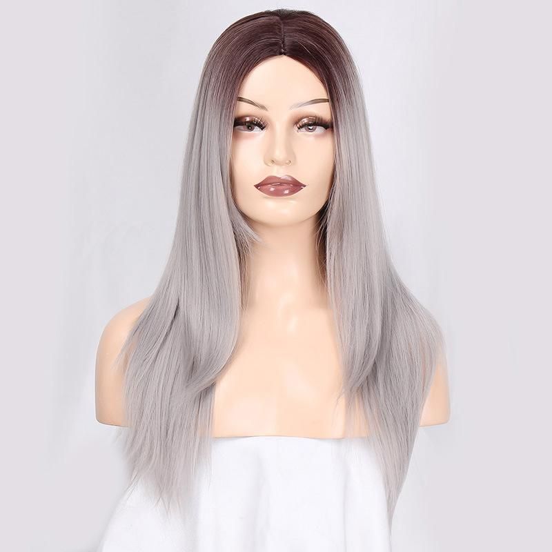 Cheapest Price Synthetic Wigs for Black Women Good Quality Cosplay Long Straight Ombre Grey