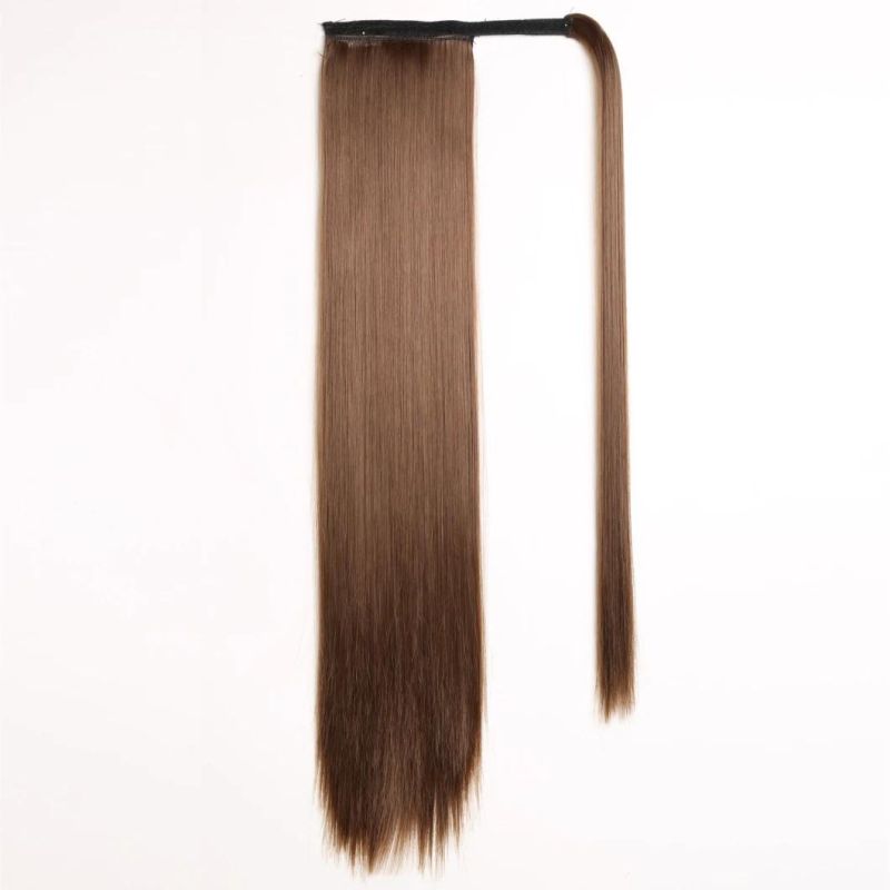 24" Ponytail Magic Paste Long Straight Synthetic Fiber Hair Extension for Women