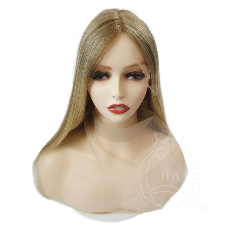 B16inch Blonde Color Best Quality Human Hair Made Lace Wigs Swiss HD Lace Front Top Wig for Lady with Beauty or Medical Use