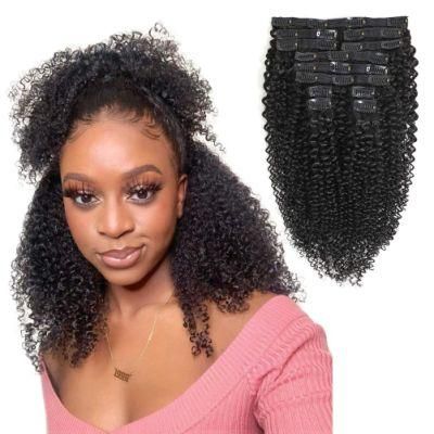 Kbeth Kinky Curly Clip in Hair Extension 100% Indian Natural Color Kinky Straight Hair Weave Virgin Human Hair Bundles From China Factory