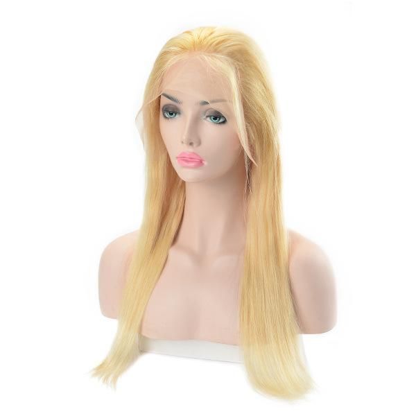 Women Lace Front Wig Blond Color Human Hair System