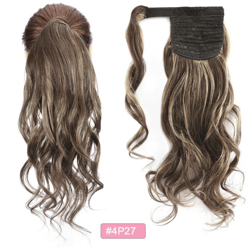 Ponytail Human Hair Wrap Around Machine Remy Hair Extensions