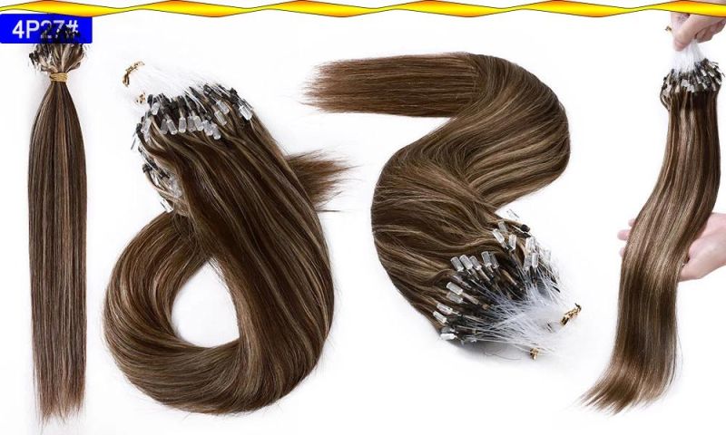 Fish Line Hairpiece Natural Hair Extensions Human Hair Hair Micro Ring Micro Link Micro Loop Hair Extensions