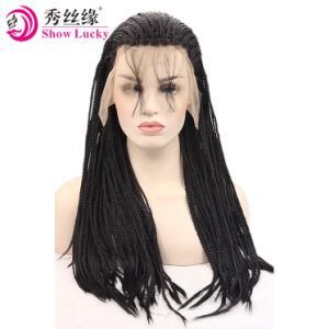 Fashion Style 18-24 Inch Long Braid Lace Front Wigs Natural Synthetic Braiding Hair Wigs for Black Women High Temperature Fiber