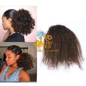 #1b/4 off Black/Dark Brown Afro Curly 4b4c 8&quot;-26&quot; Remy Human Hair Ponytail Extensions in Stock