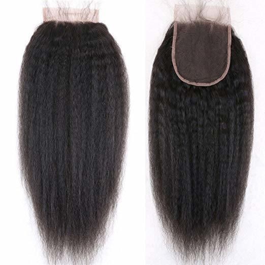 Kinky Straight Human Hair Customized Hair Clips Hair Closure