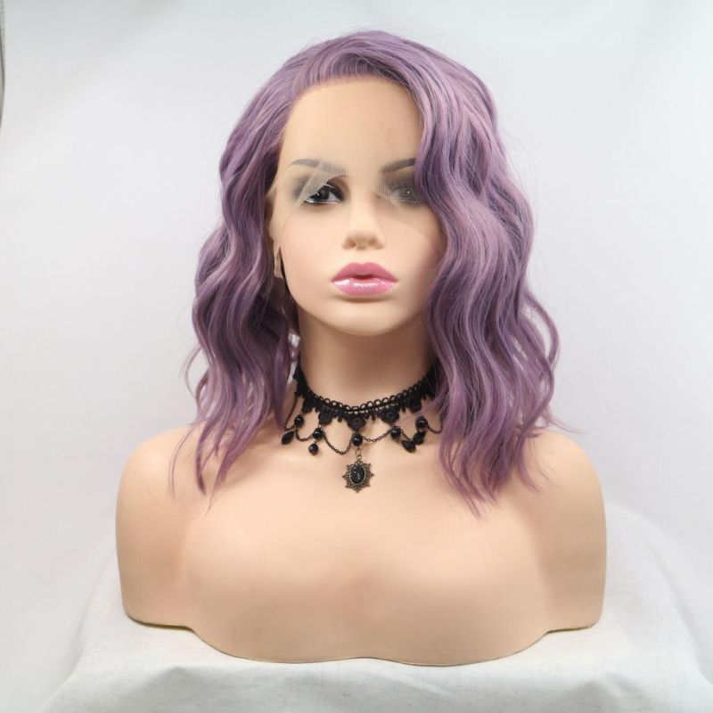 Synthetic Lace Front Wig Purple Hair Synthetic Body Wave Wig