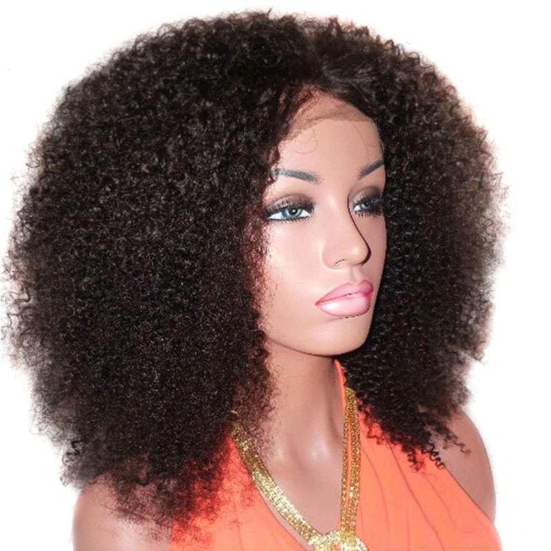 Afro Kinky Curly Wig Natural 1b 13X4 Lace Front Human Hair Wigs for Black Women Pre Plucked 150% Sunlight Remy Hair Wig