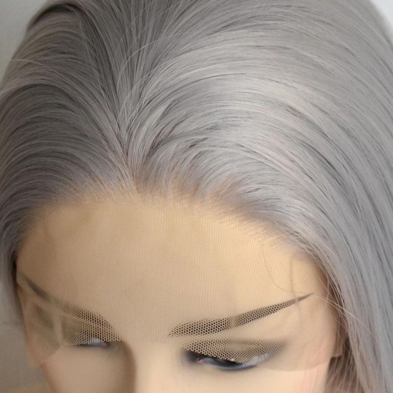 Sliver Hair Brazilian Human Hair Wigs Lace Front Wig Long Straight Remy Virgin Hair Wig for Women 26 Inches